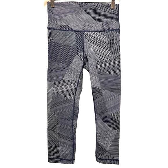 Lululemon Leggings Wunder Under HR Crop 21" Women 6 Etch Hail Midnight Navy - Picture 1 of 6